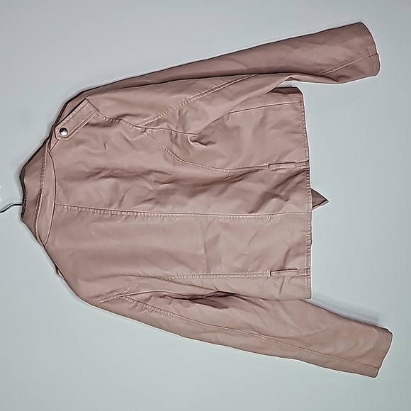 Revamped medium pink zip up leather jacket - Picture 5 of 6